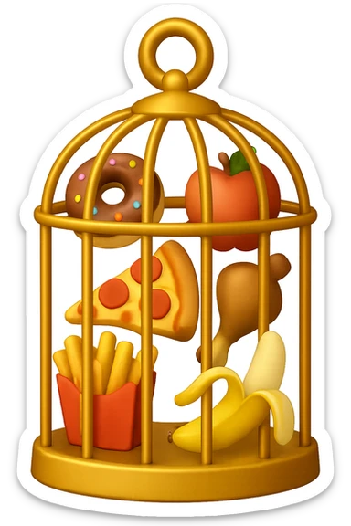 Disturbi alimentari quindi cibo visti come una gabbia stile emoji iphone. sticker