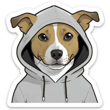 Dog wearing a hoodie  sticker
