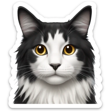 black-and-white cat domestic long-haired sticker