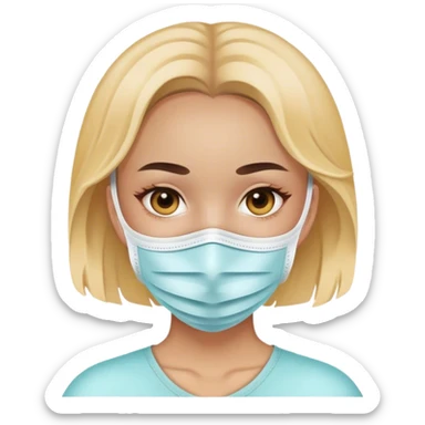 Chica con mascarilla en el rostro  sticker