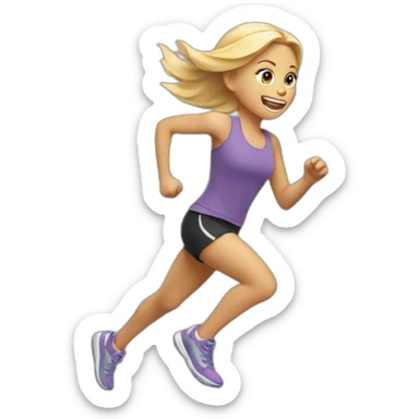 Blond girl running fast sticker
