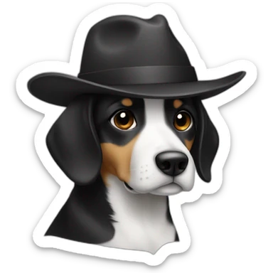 bebe chien avec un chapeau noir sticker