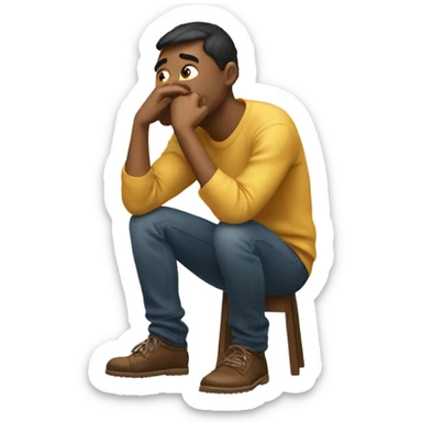 Embarrassed person looking away from the camera while wiggling their foot sticker