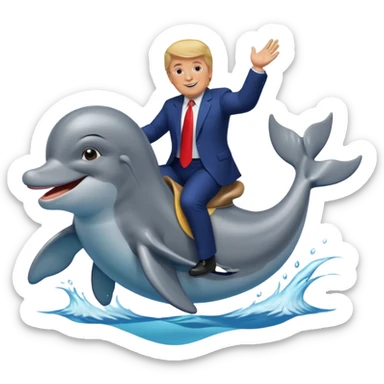 trump riding a dolphin sticker