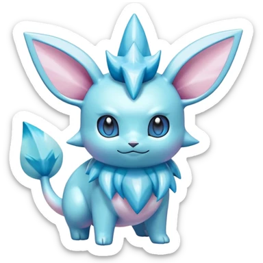 Shiny colorful Glaceon-Vaporeon-Clefairy-Pokémon-hybrid-creature sticker