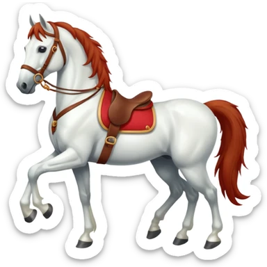 Christmas white horse with red saddle a full-length  sticker