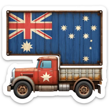 Old Mack truck with Australian flag  on door sticker