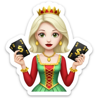 Crazed looked woman who wants to spend money sticker