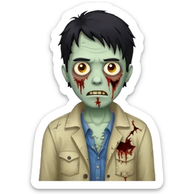 Zombie cabelo liso ondulado preto masculino  sticker