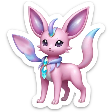 Shiny Cool Sparkly Cute Ethereal Espeon-Sylveon-Nidorino-Fakemon-hybrid-fusion- full body sticker