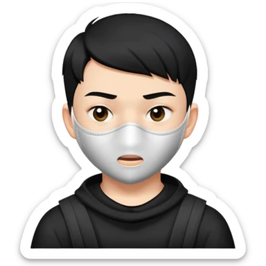 "- Nam
- 15 tuổi
- Da trắng
- tóc cắt cua màu đen
- Đeo khẩu trang, mặt khó chịu
" sticker