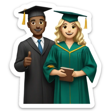men teacher with her student in graduation day picture sticker