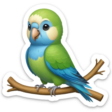 Parakeet with backpack sticker