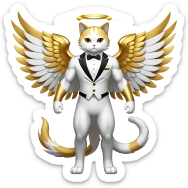 Transcendent celestial infinity cosmic galactic energy Mega neon unicorn dragon hydra hyper rare golden penguin Golden Divine god angel Omni Black and white Super muscular Buff sigma Gigachad cat full body tuxedo colored  sticker