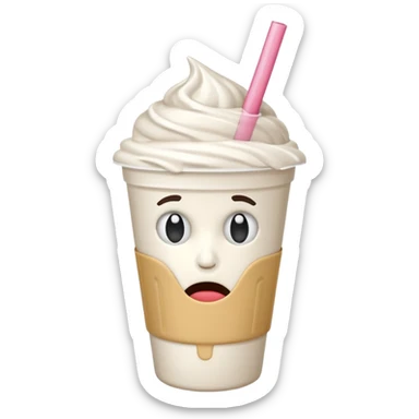 empty milkshake cup with a face and sad sticker