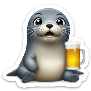 angry baby seal drinks beer sticker