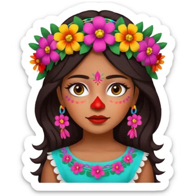 mexican girl with painted face sticker