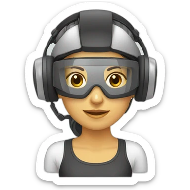 Femme qui un casque de réalité virtuelle sticker