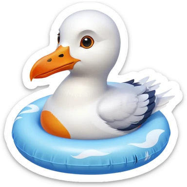 cartoon seagull with a round swim float sticker