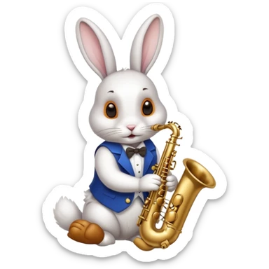 rabit playing saxophone jazz sticker