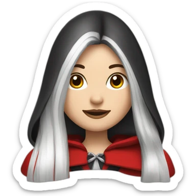 white-girl-long-straight-black-hair-with-white-streak-hair-and-red-ridding-hood sticker