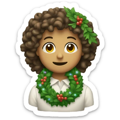 Curly braces on top of a slightly visible "ツ" character, with a wreath around them. The right side of the wreath has trans colors. sticker