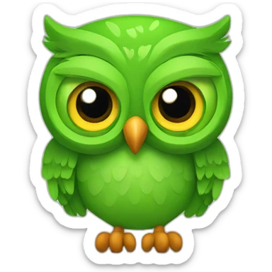 mad duolingo green owl sticker