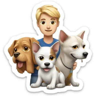 Dog with a cat and a human  sticker