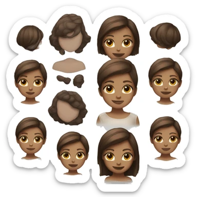 girl shorthair with brown and black highlights white skin cute sticker