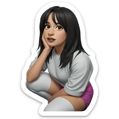 squatting girl in shorts sticker