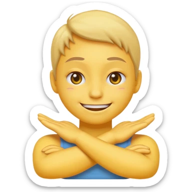 yellow circle emoji smiling with one eye squinted and arms crossed over neck sticker