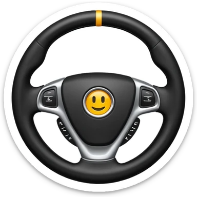 The car's steering wheel is black and only the center has a light on it. sticker