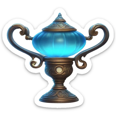 glowing magic lamp with a wisp of smoke curling out sticker
