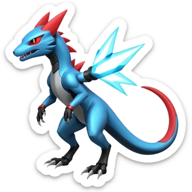 Shiny Cool Futuristic Smooth Salandit-Zeraora-Lombax-Sergal-Zangoose-Cyclizar-Genesect-Pokémon, full body sticker