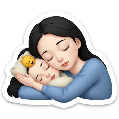 Sleeping black haired girl no baby sticker