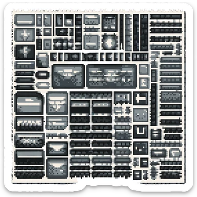 Convert the letter stamp images to completely black and white with no color, preserving the letter stamp style, in pixel art style. Focus on black and white tones only, no color. sticker