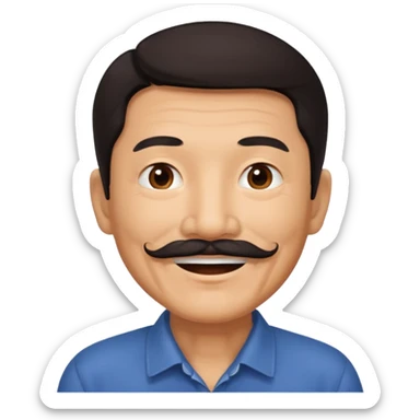 Older Chinese man with dark hair and full mustache sticker
