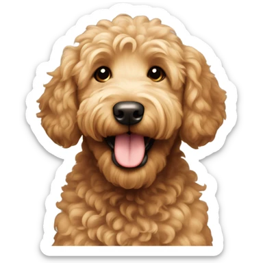 goldendoodle with brown fur smiling sticker