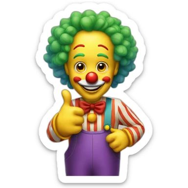 Clown shows thumb up sticker