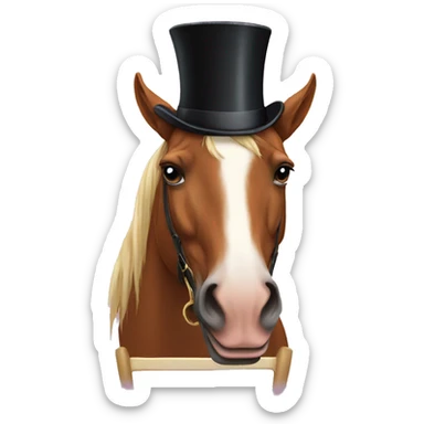 Horse with a top hat sitting on a chair  sticker