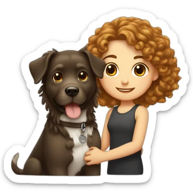 short hair boy with long hair girl with curly dog sticker