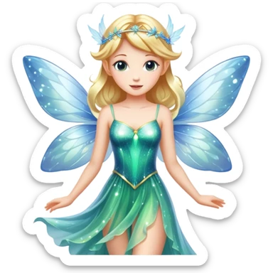 a magical fairy with sparkling wings and flowing dress sticker