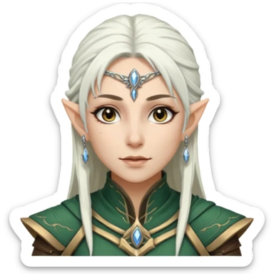 ESO female high elf warrior with white hair,lashes and earrings sticker