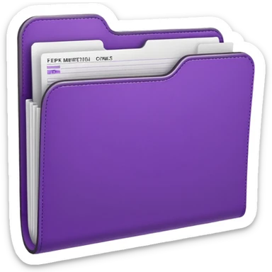 purple folder with papers inside, papers not sticking out, slightly 3D style sticker