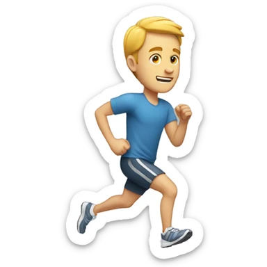 white man running full body sticker