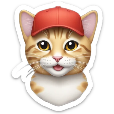 smiling cat with snapback hat sticker