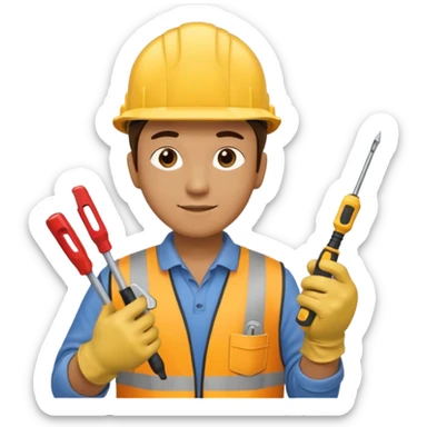 construction worker with screwdriver in his hand sticker