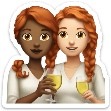 Two girls with red hair che era whit white wine sticker