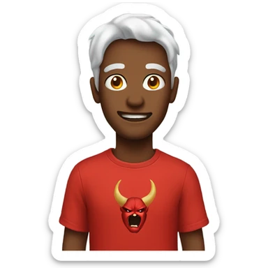 Red T shirt with a Picture of satan on it sticker