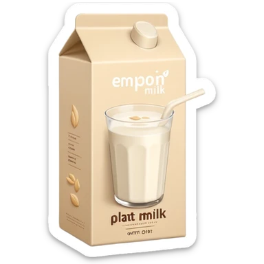 carton-style plant milk box, soft beige tones, minimalist design, subtle oat graphic, upright shape with fold-top or screw cap, modern eco-friendly look, closed carton, soft lighting, subtle shadows, emoji scale sticker